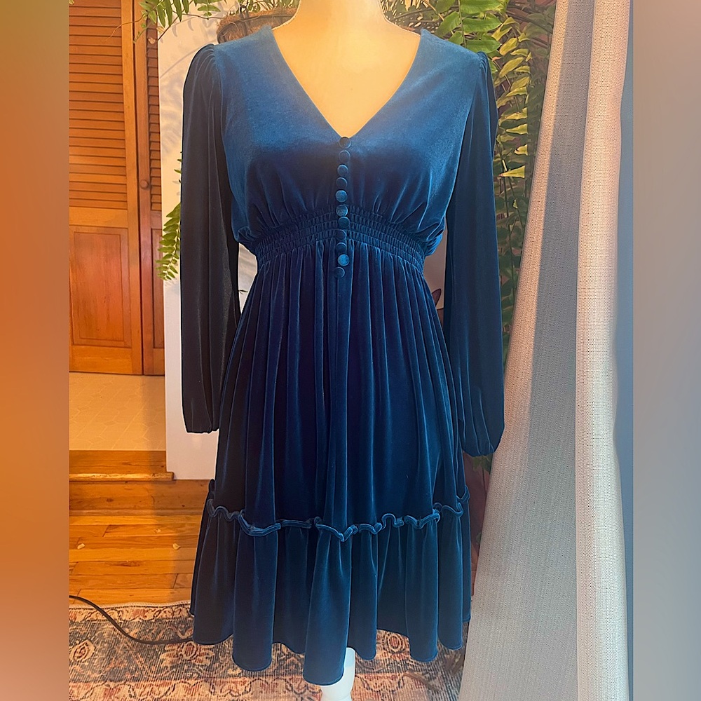 Blue Velvet Dress